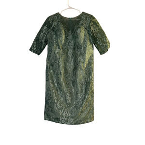 Women's M‎ Olive Green Lace Floral Short Party Dress